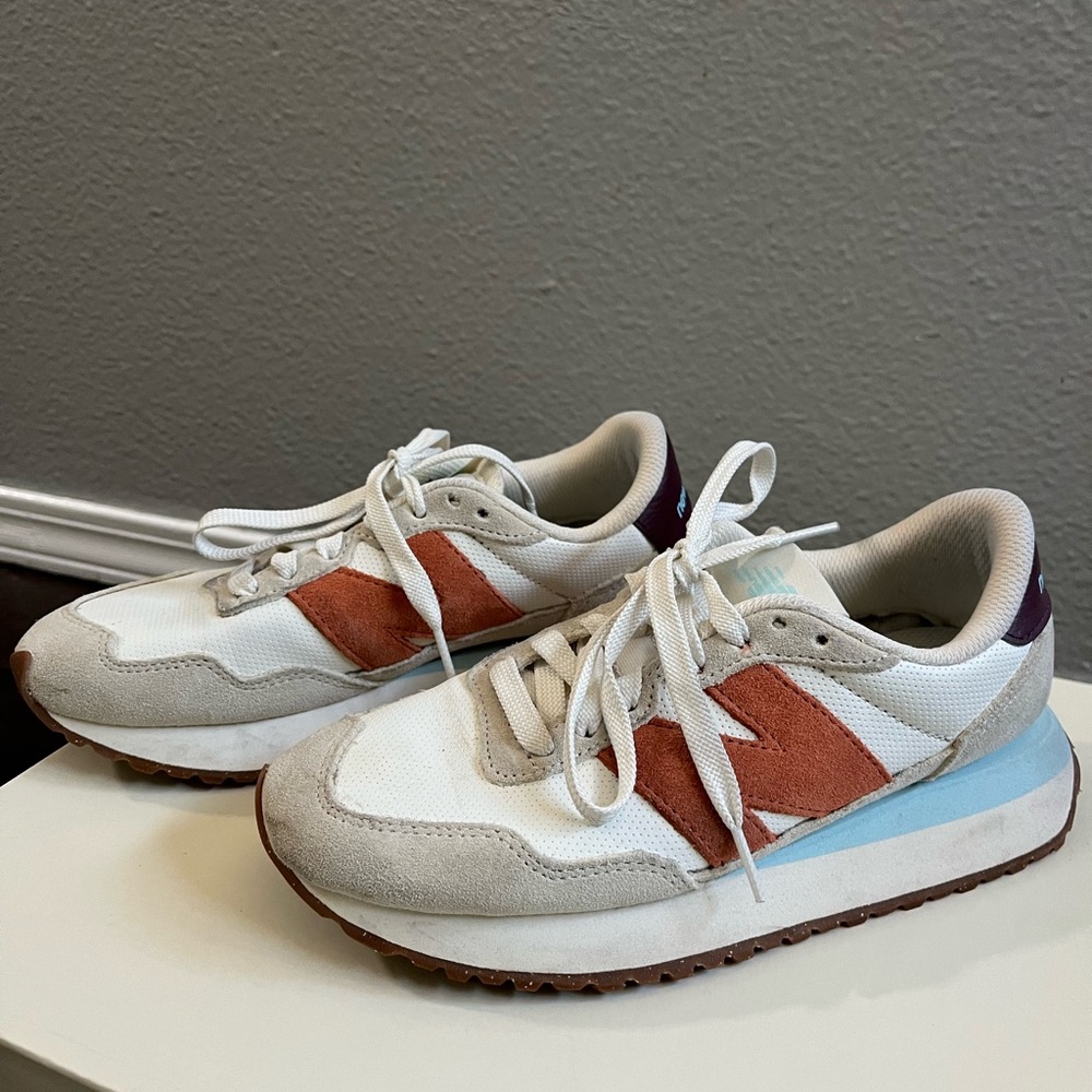New Balance 237 White and Rust Sneakers